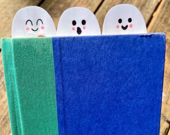 Ghost Bookmark with Real Flower Boo-quet - Handmade