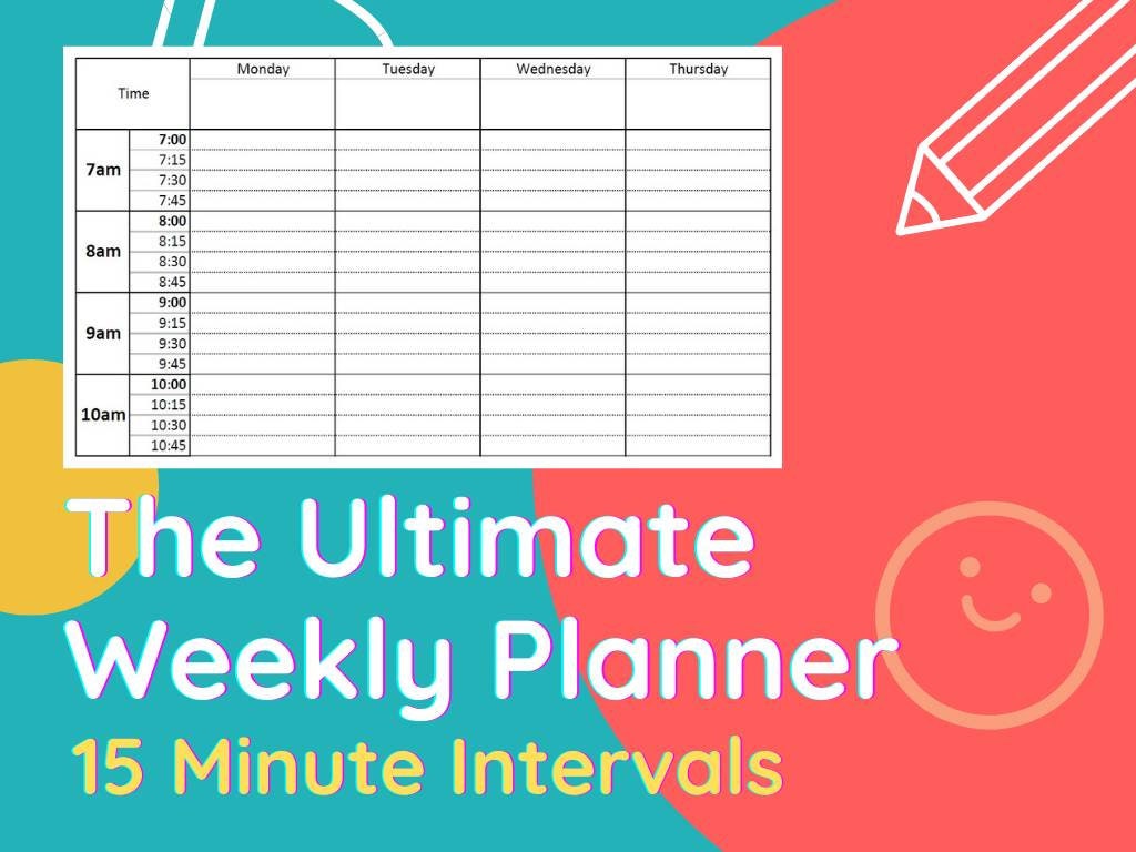 EDITABLE Weekly Planner 15 Min Interval Weekly Hourly - Etsy