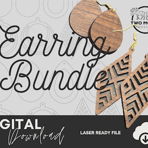 Earring Bundle SVG Cut File - CNC | Laser Wooden Earring Project Files -  Glowforge Pendants Template