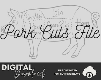 豚肉の切り身 SVG ファイル: 肉屋の図 (デジタルダウンロード)