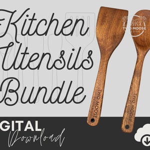 Kitchen Utensils SVG Files - CNC | Single sided Spoon File Project - 5 Spatula & Spoon Templates