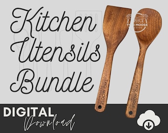 Kitchen Utensils SVG Files - CNC | Single sided Spoon File Project - 5 Spatula & Spoon Templates