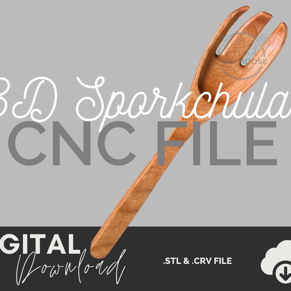 3D Sporkchula STL Files - CNC | Salad Fork STL | Spork File Project - .crv file