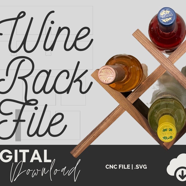 Archivo SVG de estante de vino - CNC - Archivo CNC de estante de vino de 4 botellas