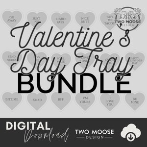 Valentine&#39;s Day Candy Hearts SVG CNC Bundle - CNC | Tray File Project - 18 Heart Shaped Catch All Tray Designs