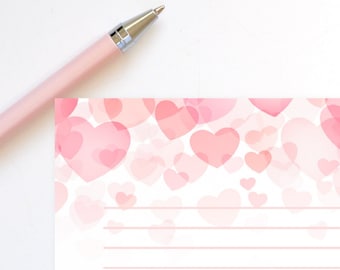 Papeterie coeurs - Papeterie imprimable - Papeterie - Cadeau Saint Valentin - Lettre d'amour - Saint Valentin - Lettre d'écriture - PDF