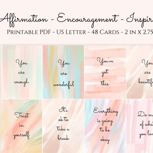 Druckbare Affirmationskarten - Druckbare Inspirationskarten - Druckbare Ermutigungskarten - ideal für Freunde, Kollegen, Pflegepakete