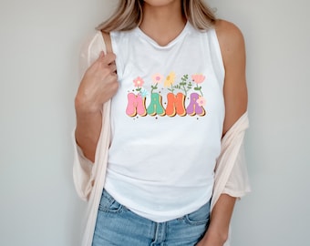 Mama Muscle Tank Top, Floral Mama Tank Top, Boho Mama Shirt, Mama Shirt, Summer Mama Tank Top, Boho Tank Top For Mom, Floral Shirt For Mom