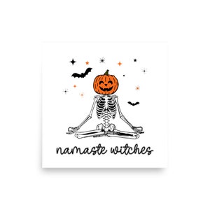 Brujas Namaste, Cartel de Halloween, Cartel de Yoga de Halloween, Cartel de Jack O Lantern, Cartel de Murciélago, Cartel de Temporada Espeluznante, Cartel de Otoño, Cartel de Yoga