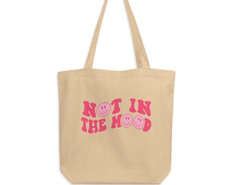 Not In The Mood Tote Bag, Smiley Face Tote Bag, Smiley Face Bag, Trippy Smiley Tote Bag, Women’s Bag, Organic Cotton Tote Bag