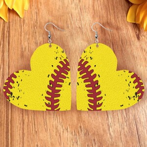Kunstleder Softball Ohrringe.