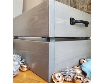Large deluxe wooden crate/wooden storage bin/wooden gift box/wooden Christmas Eve crate/Christmas crate
