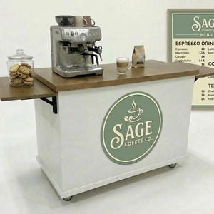 Collapsible Mobile Coffee Cart | Espresso Bar Stand for Events, Markets
