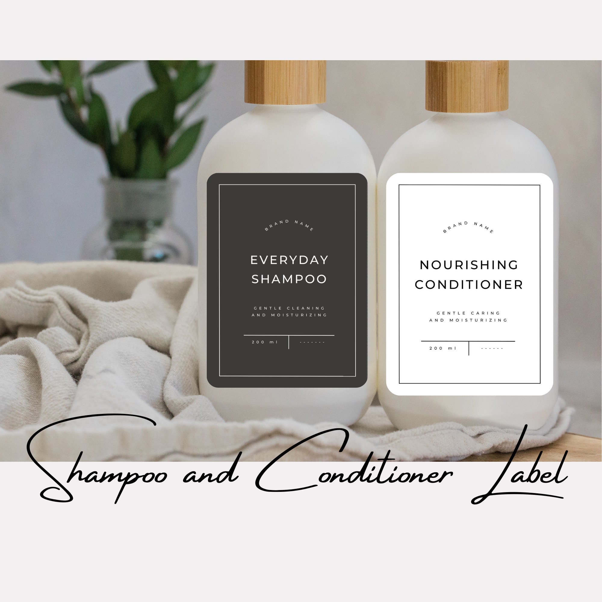 Editable Elegant Shampoo and Conditioner Label Hair Care - Etsy