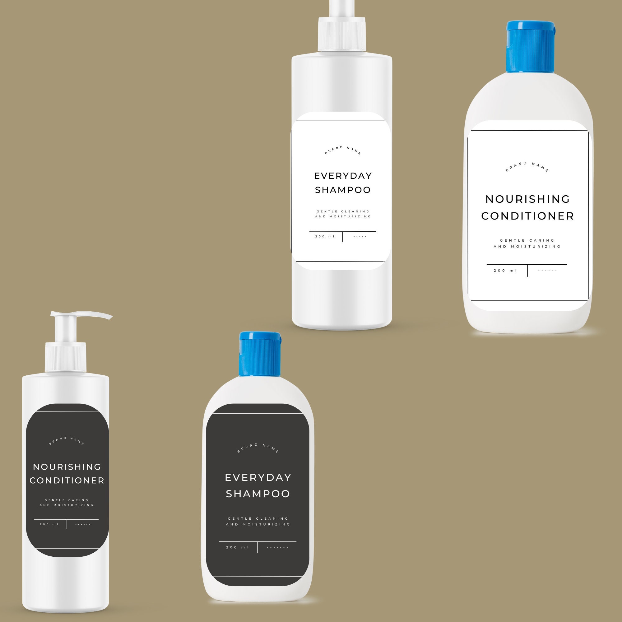 Editable Elegant Shampoo and Conditioner Label Hair Care - Etsy