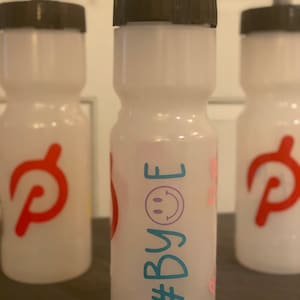 Peloton Inspired Sports Water Bottle - Never Knocked Out - Love Squad - Mila Mafia - #BYOE - Handmade with permanent vinyl