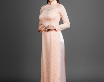 Ao Dai de brocado de seda Tuan tailandés