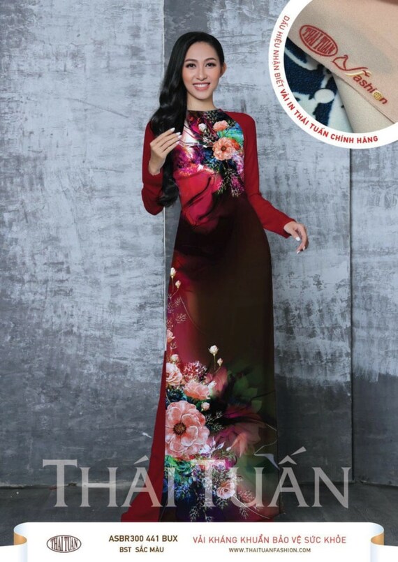 Custom Made Vietnamese Ao Dai Dress in Thai Tuan Printed Fabric Etsy Canada