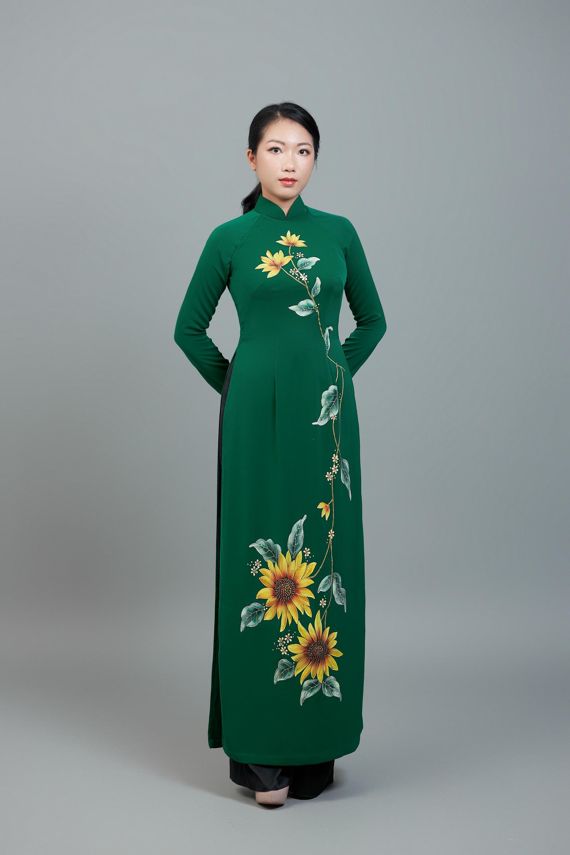 Hand-Painted Sunflower Ao Dai - Custom Made