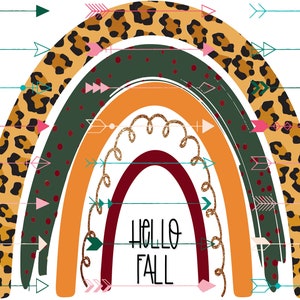 Hello Fall Rainbow Pumpkin PNG Digital Download Sublimation