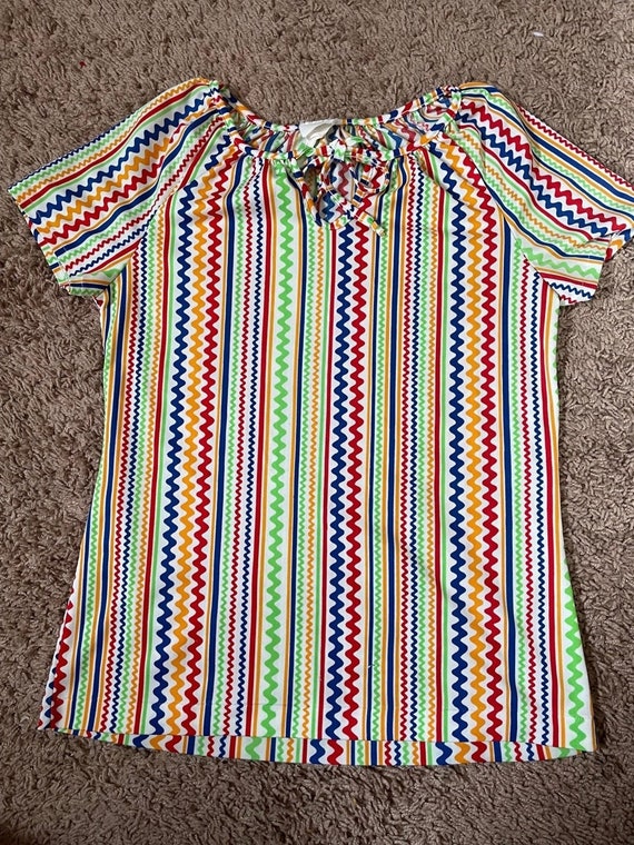 Vintage 1970s Colorful Striped Shirt - Small