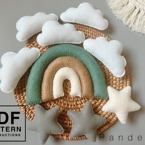 PDF Modello in feltro arcobaleno/stella/nuvola set. Facile da cucire a mano morbido peluche. Giocattolo in feltro fai da te/mobile per culla/ornamento/ghirlanda/asilo nido/portachiavi