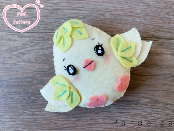 Cute chick PDF Pattern. Easy Chick felt sewing pattern tutorial. DIY toy plush doll ornament and decoration. Great gift