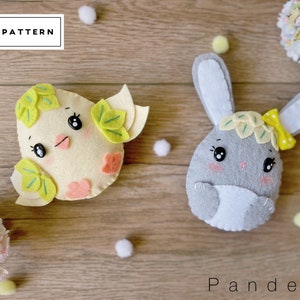 Felt Bunny & Chick Sewing Pattern. Easter Egg Pattern. Stuffed Animal Plushie. Cute Ornament. Great DIY Gift. DIY Felt Toys (PDF Pattern)