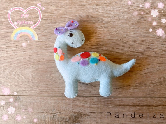 Rainbow dinosaur PDF pattern. Rainbow dinosaur felt pattern. Cute decoration for kid room or nursery. mobile toy pattern.