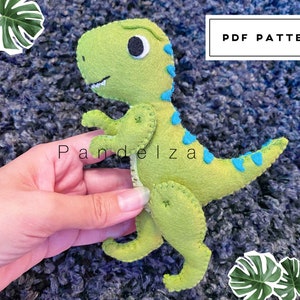 T-Rex フェルト PDF パターン。DIY 恐竜 T-Rex ソフトぬいぐるみ。ステップ バイ ステップの説明付きの簡単なパターン。お子様への素晴らしい DIY ギフト。