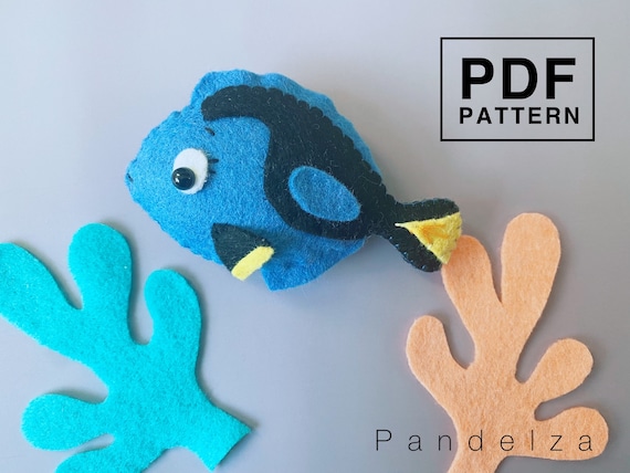 Baby Dory fish PDF Pattern. DIY softy stuffed toy. Easy pattern with tutorial. Hand sewing pattern toy/ baby mobile/ ornament/ keychain.