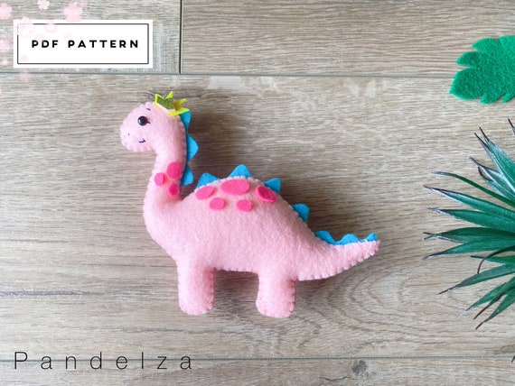 Cute dinosaur PDF pattern and instruction. DIY dinosaur felt toy. Animal pattern. Felt pattern. Stuffing animal.