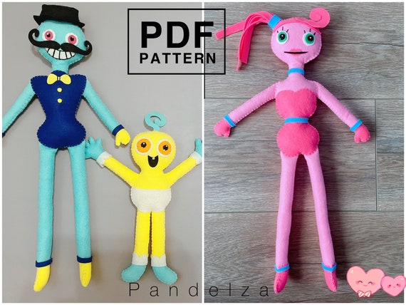 PDF Patterns set of 3 Mommy, Daddy, and Baby long legs felt stuffed toy  with instruction. DIY toy for your little one. Great DIY gift.