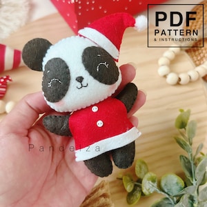 Christmas Panda Felt Sewing PDF Pattern. Plush Pattern. Stuffed Animal. DIY Felt Toys/ Ornaments/ Garland. Doll Pattern. Great DIY Gifts.