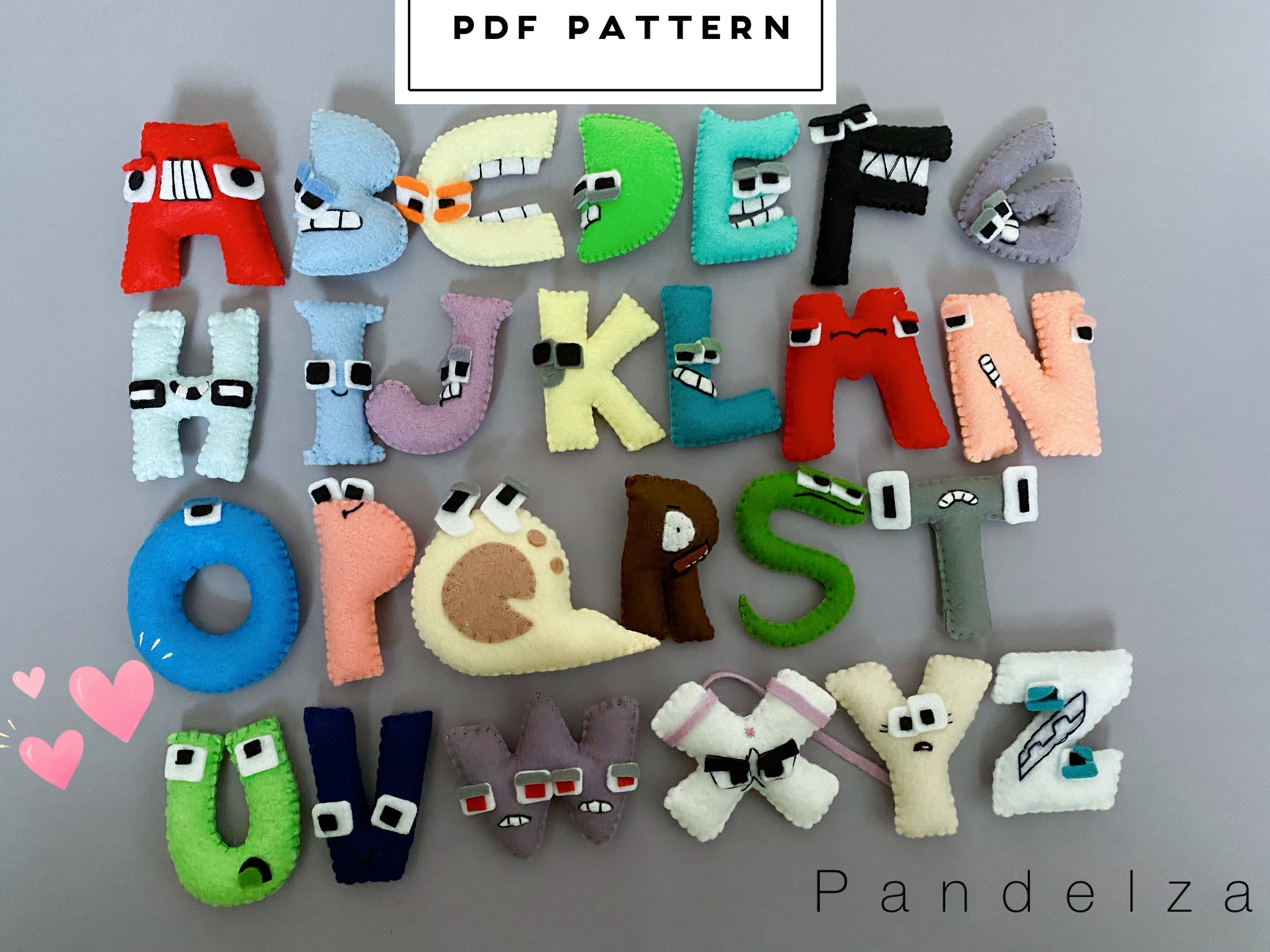 Alphabet Lore A-Z PDF Patterns and Tutorial. Easy Sewing Felt Toys