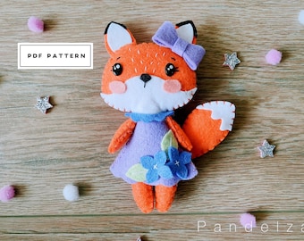 Felt Fox Doll Sewing Pattern (PDF). Stuffed Animal Pattern. Woodland Animal Plush. DIY Felt Doll/ Felt toy/ Mobile Nursery. Great DIY Gift.
