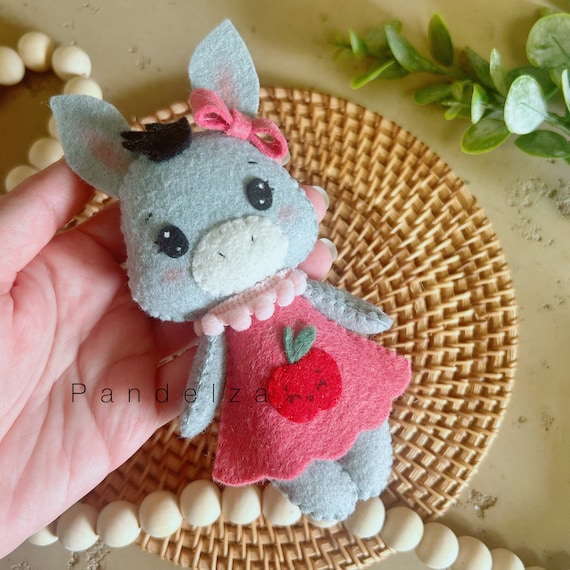 Donkey felt doll PDF Pattern. DIY felt sewing toys doll plushie/ baby mobile/ nursery/ ornament. Hand sewing pattern.