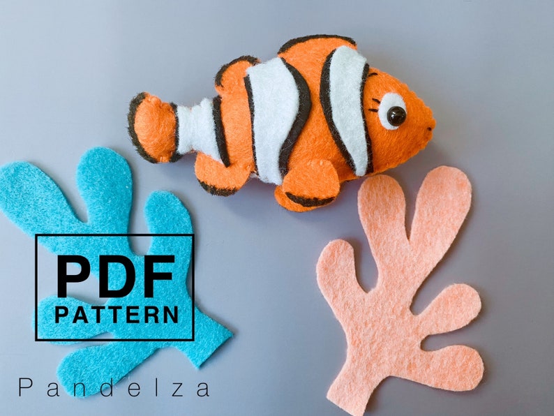 Clown Fish PDF Pattern. DIY Softy Stuffed Toy Sea Animal. Easy Pattern ...