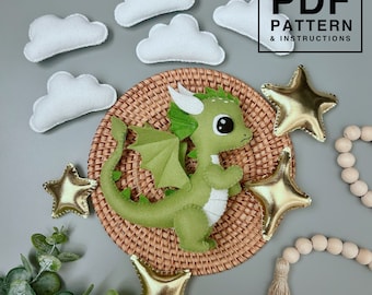 ベビードラゴン。フェルトで作るぬいぐるみの型紙と作り方ガイド