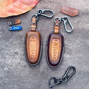 For Explorer Focus Taurus sho Limited Lincoln Fusion Maverick Edge Escape Leather key Fob Cover Case Keyless Remote Control Holder Keychain