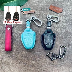 Key Cover Case For Wwrangler Pacifica Aspen 300 Caravan Durango Avenger Patriot Liberty Leather Key fob cover Case Remote Holder keychain