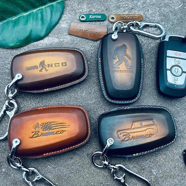 Cover For Bronco Sasquatch Key Fob Cover Case 2023   Bronco Sport 2024 2022 Keyless Remote Holder Custom Bronco Leather Keychain Keyring