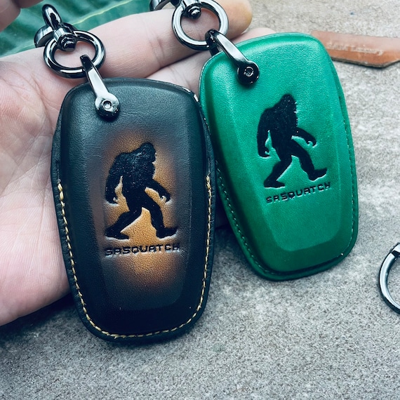 Black Sasquatch Color 2023 2024 Bronco Sport Key Fob Cover Case Wrap Leather keychain Keyless Protect Holder Accessories Gift Personalized
