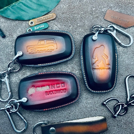 Key Cover For Broncos Sport 2024 Key Fob Cover Case Leather Keychain Keyless Remote Holder Accessories Custom Bigbend Outer Banks Badlands