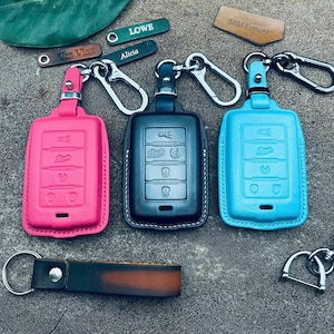 Cover Fit For Grand wagoneer Wrangler Gladiator Key Fob Cover Case Leather Keychain Remote Holder Shell Pouch Protect Pocket Christmas gift