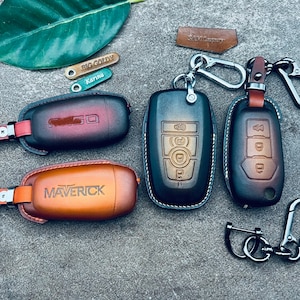 For   Ranger Maverick Explorer Flip Key Leather Key Fob Cover Case 2023   Ranger Xlt F150 Lariat F250 Pickup Remote Keyless Holder