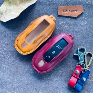 Key Fob Cover Case Cayenne Panamera Carrera 971 911 991 Taycan Cayman 996 997 Macan 918 Spyder 718 Boxster Remote Keyless Holder Keychain