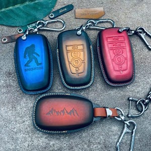 Cover Fits Ford Bronco Key Fob Cover Case, Leather Remote Holder For Sport Big Bend Outer Banks Sasquatch Keychains Protector Accessories