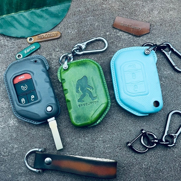 Key Fob Cover Case Leather For Wwrangler Ggladiator Rrubicon Ssahara 2021 2022 2023 2024 Keyless Remote Holder Keychain Holster Keychain