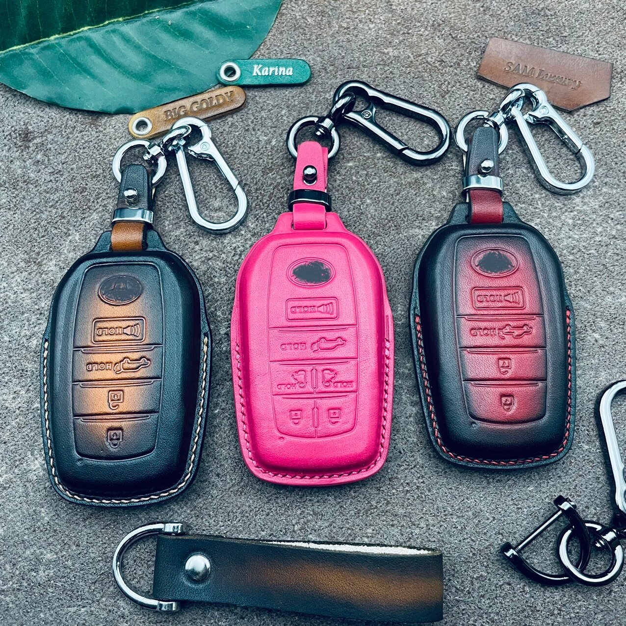 For Sienna Key Fob Cover Case Leather Key Holder 6 Buttons